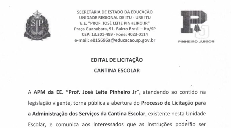 Edital de Licitação Cantina Escolar